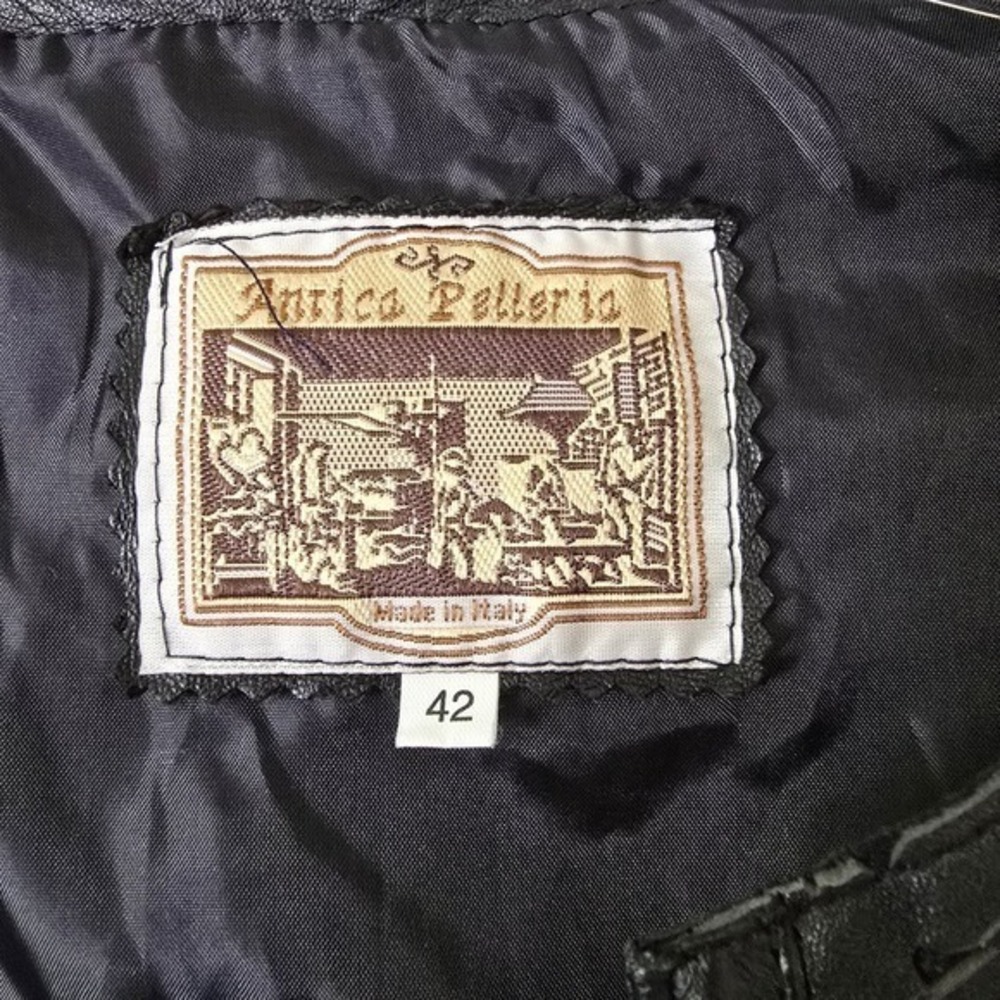 Antica Pelleria Italy Black Leather Laser Cut Eyelet Jacket‎ Women Size 42 Small - Picture 8 of 11